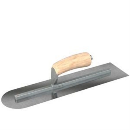 STEEL CITY TROWELS BY BON Finish Trowel, Square/Round End, Carbon Steel, 18 X 4, Wood 66-262